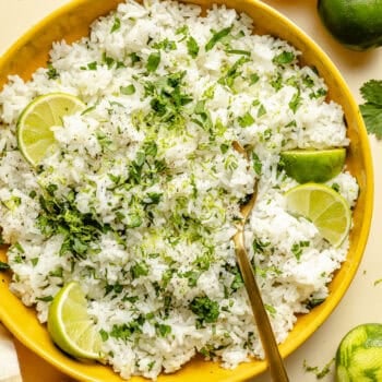 cilantro lime rice in serving dish