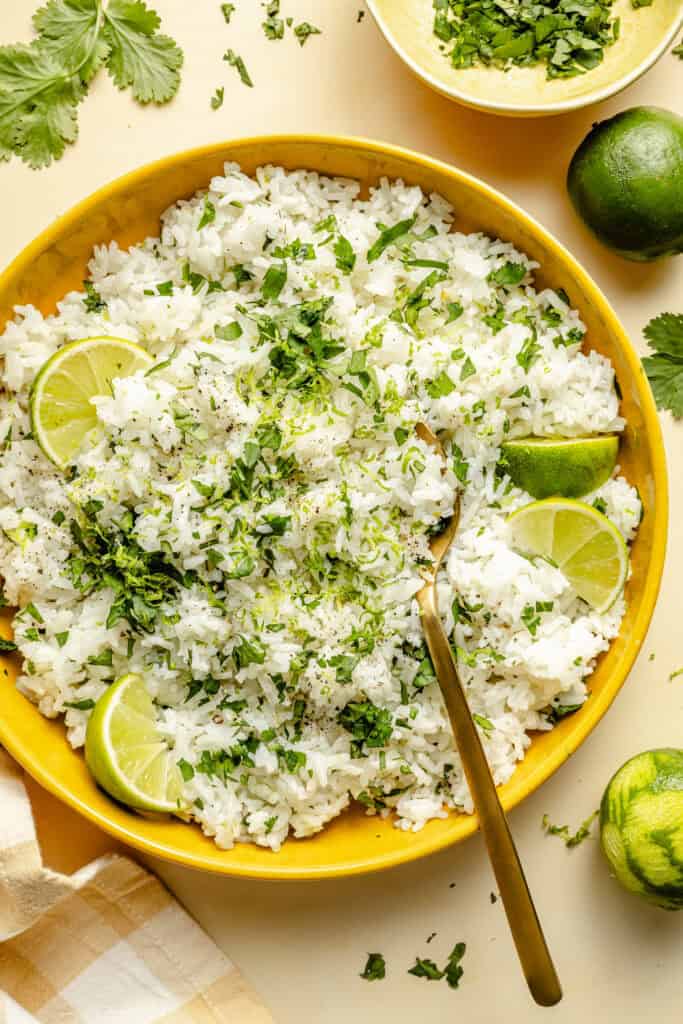 cilantro lime rice in serving dish