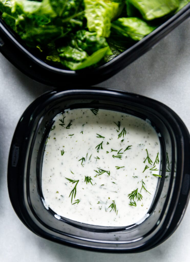 ranch dressing in meal prep container