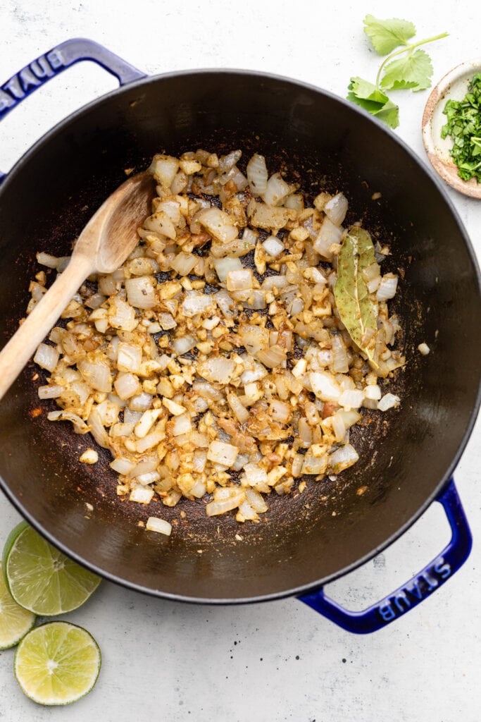 veggies saute in pot