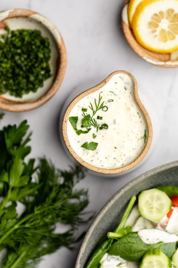 ranch dressing in ramekin