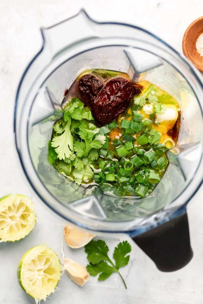 tahini sauce ingredients in blender