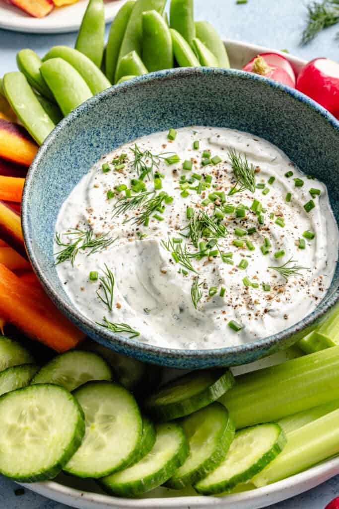 greek yogurt ranch dip in bowl