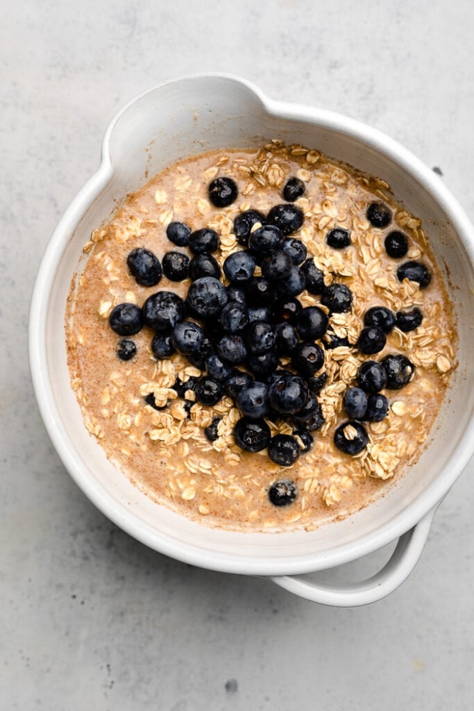 oatmeal batter with blueberries