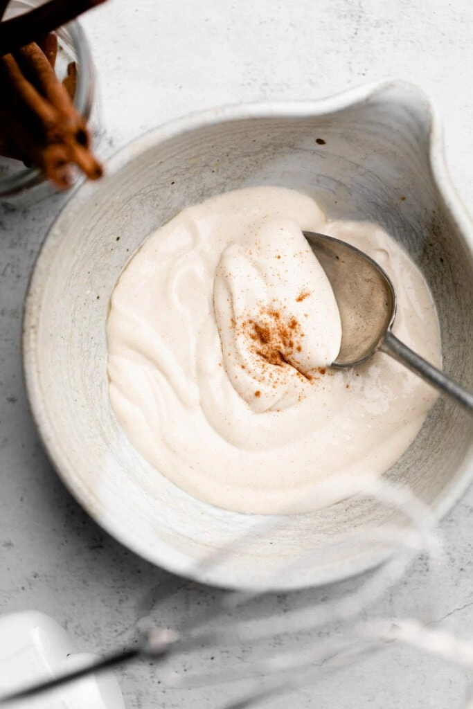 cream cheese frosting in bowl