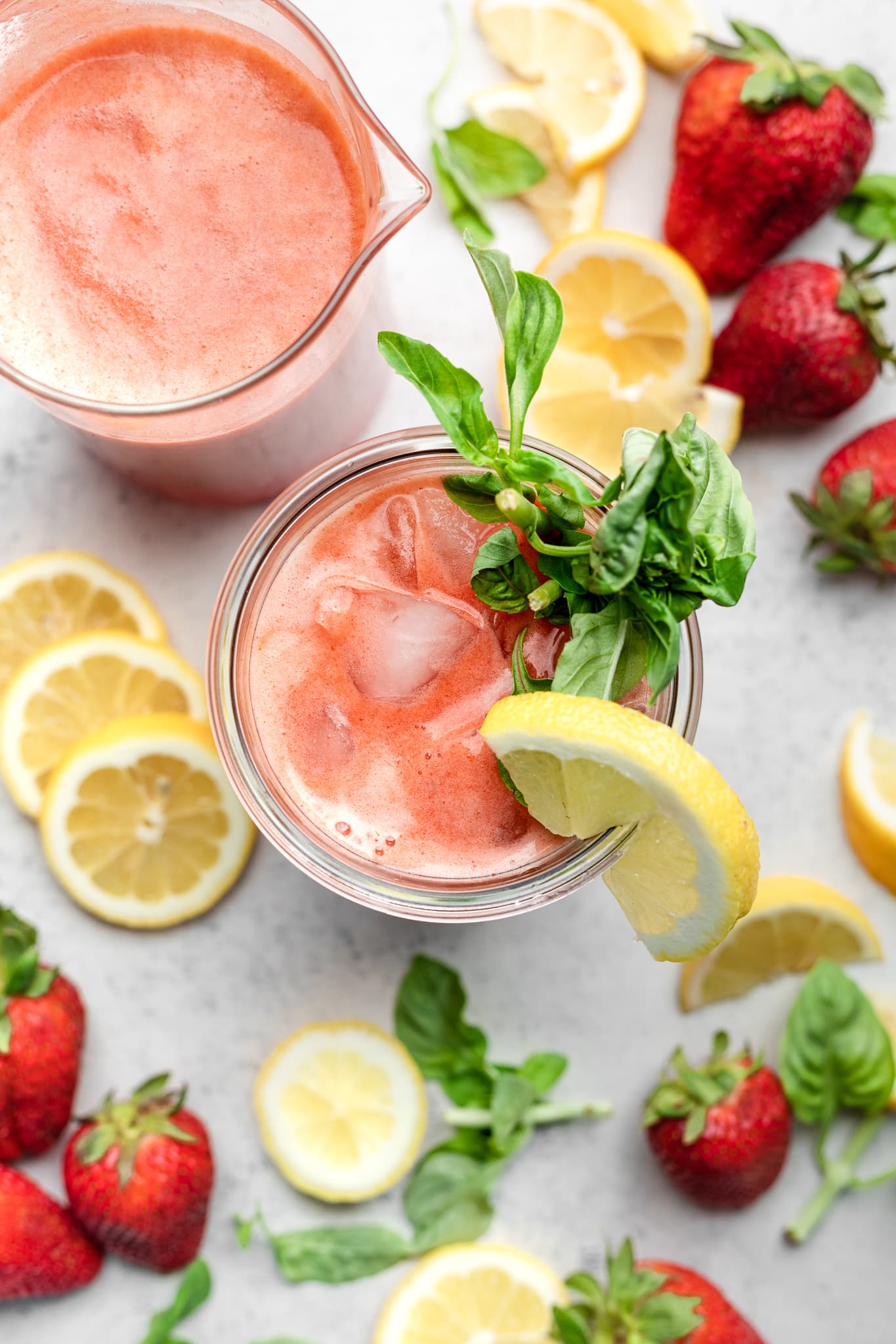 strawberry lemonade in glass
