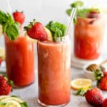strawberry basil lemonade in glasses