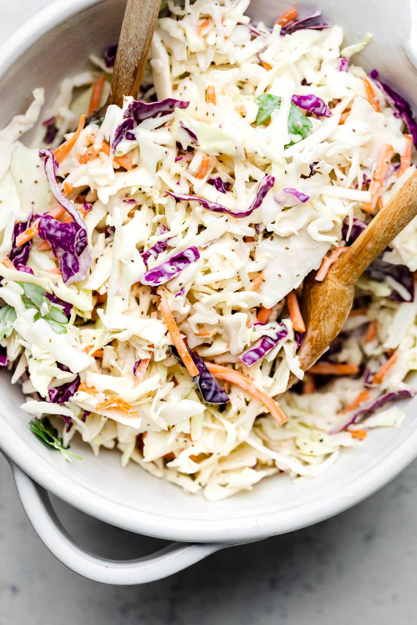 homemade coleslaw in bowl