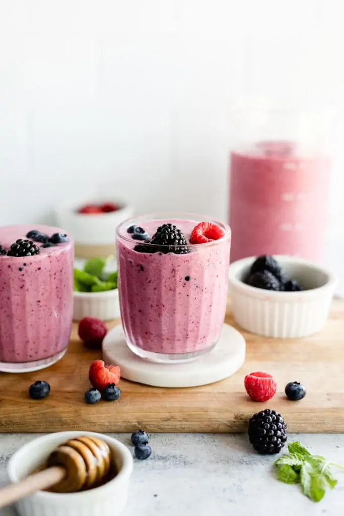 mixed berry smoothie in cups