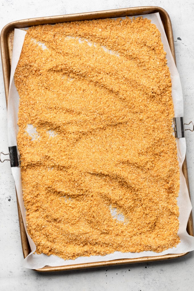 breadcrumbs on sheet pan
