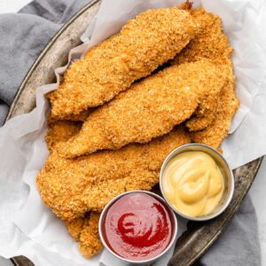 Chicken Tenders with Ketchup and Honey Mustard