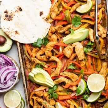 chicken fajitas on sheet pan
