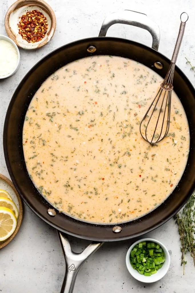 cajun cream sauce in skillet