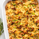 stuffing in casserole dish