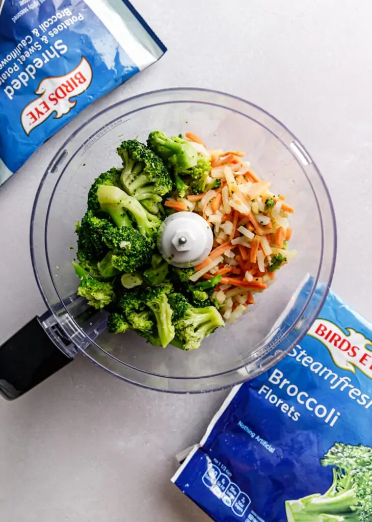 veggies in food processor