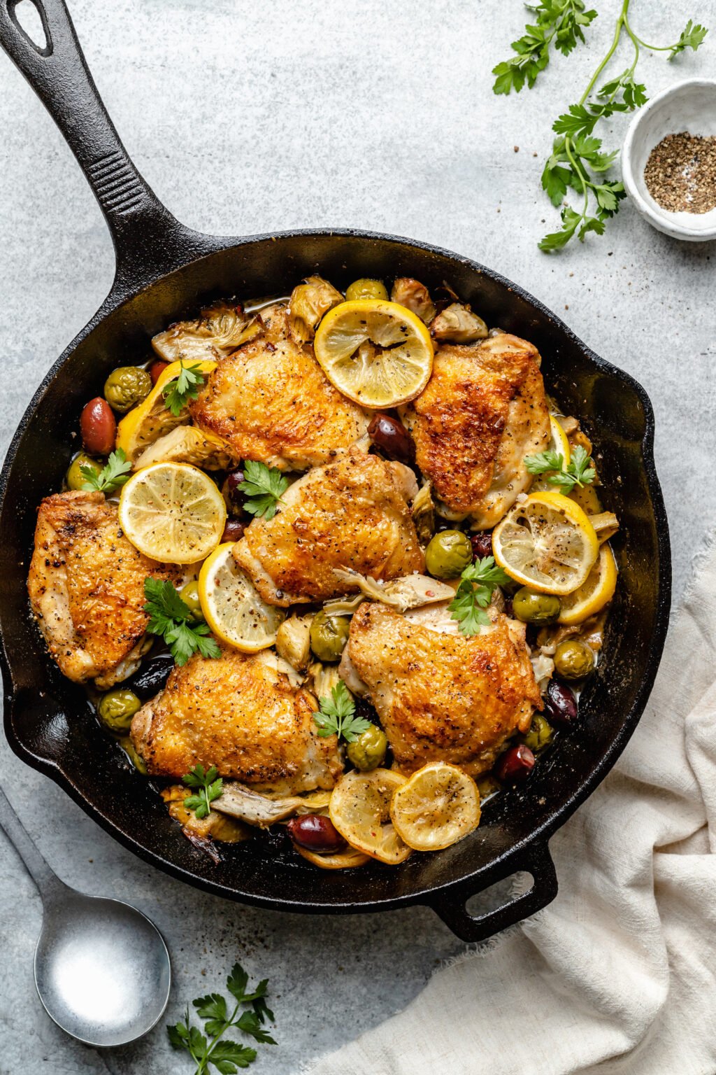 One Pan Greek Chicken with Artichokes and Olives - All the Healthy Things