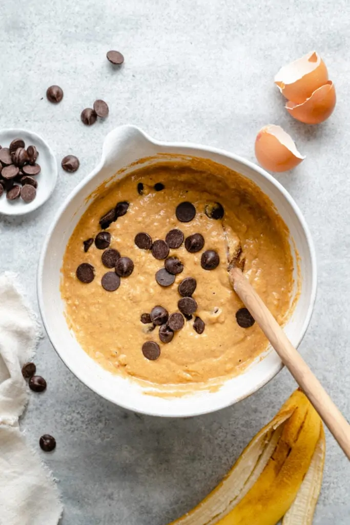 muffin batter with chocolate chips