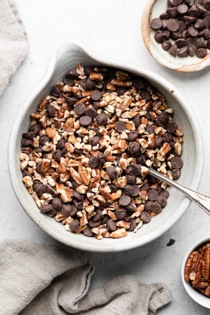 chopped nuts and chocolate
