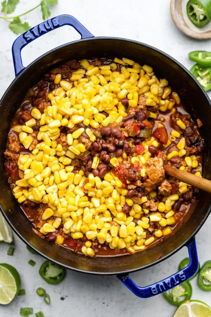 corn in pot with spoon