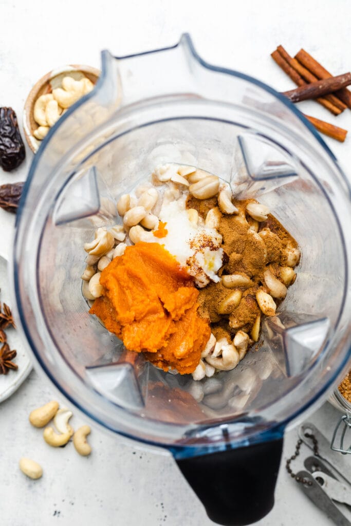 filling ingredients in blender