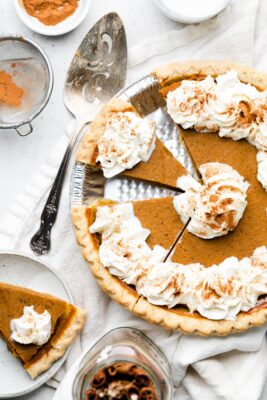 healthy pumpkin pie sliced