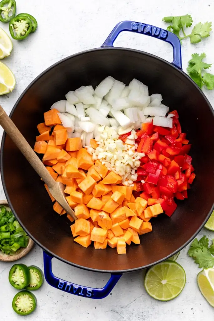 veggies in pot