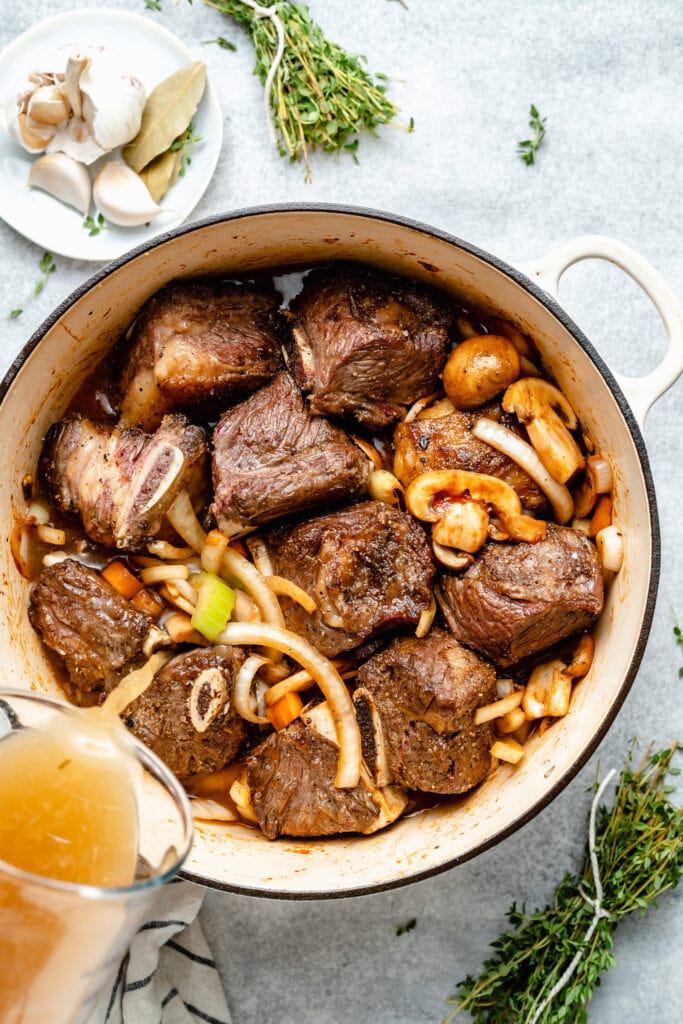 short ribs with veggies in pot