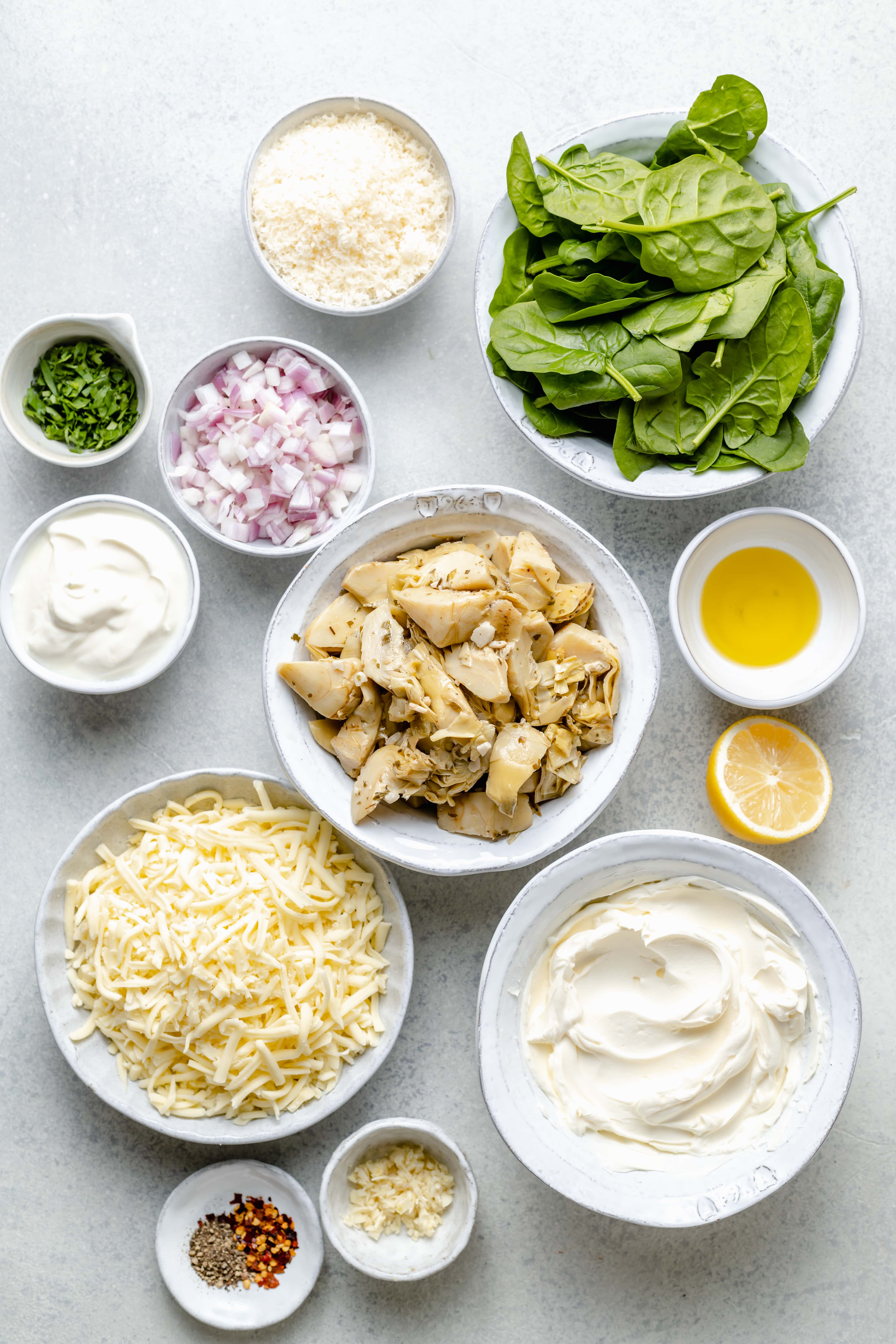 recipe ingredients in bowls