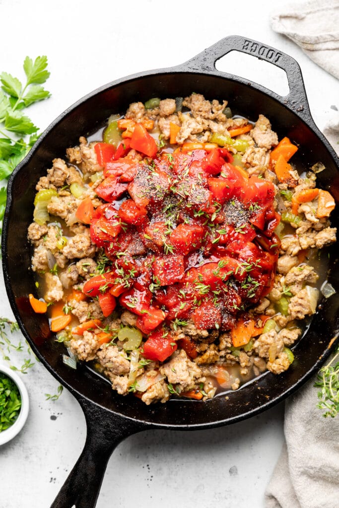 shepherds pie filling with tomatoes
