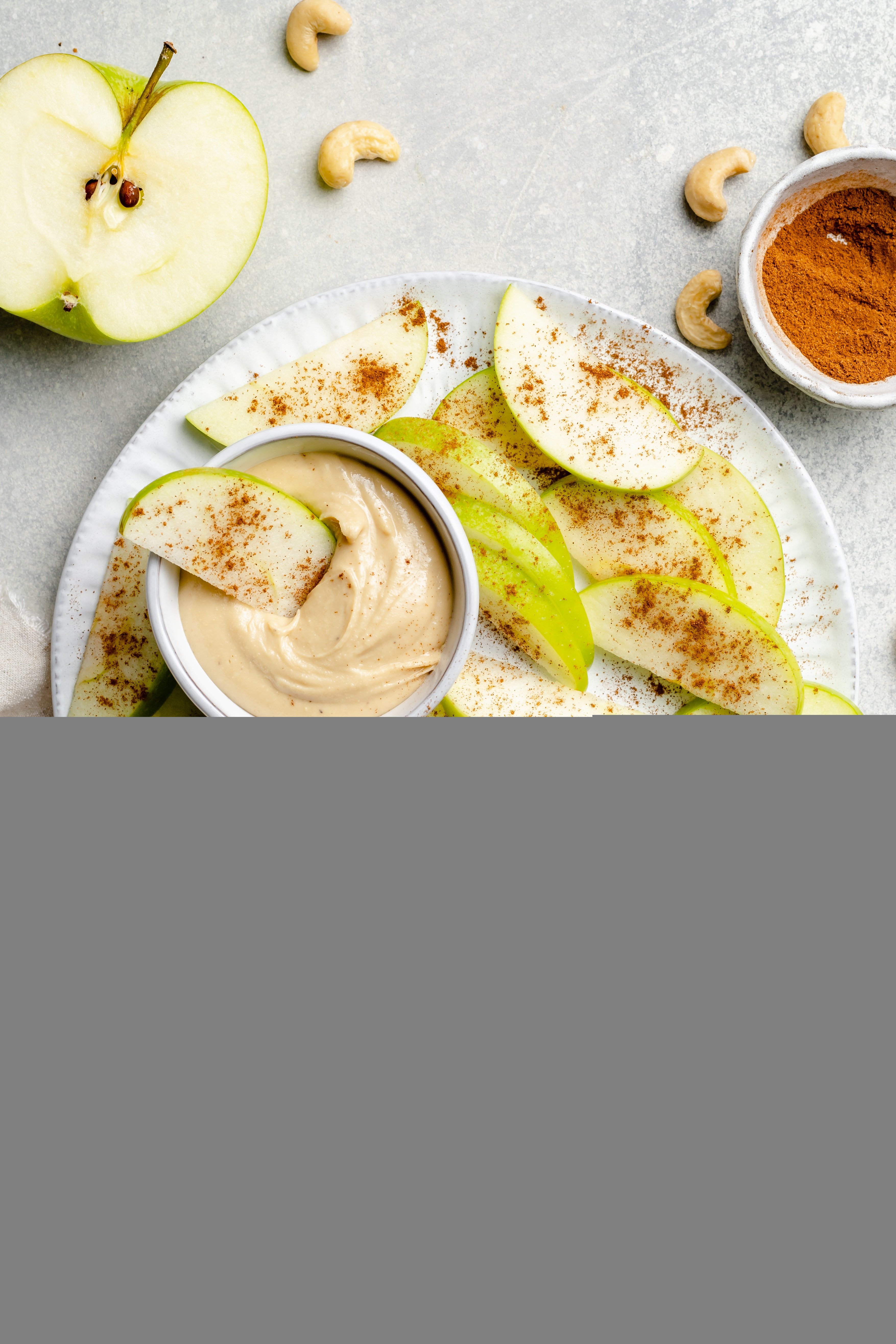 cashew butter with apples and cinnamon