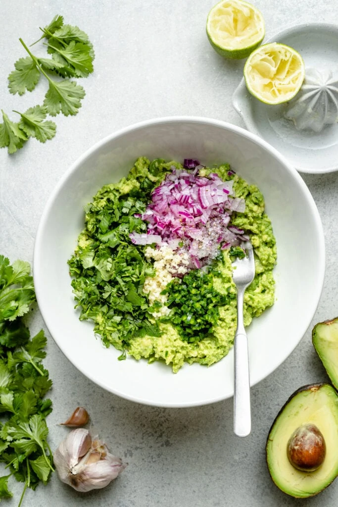guacamole ingredients in bowl