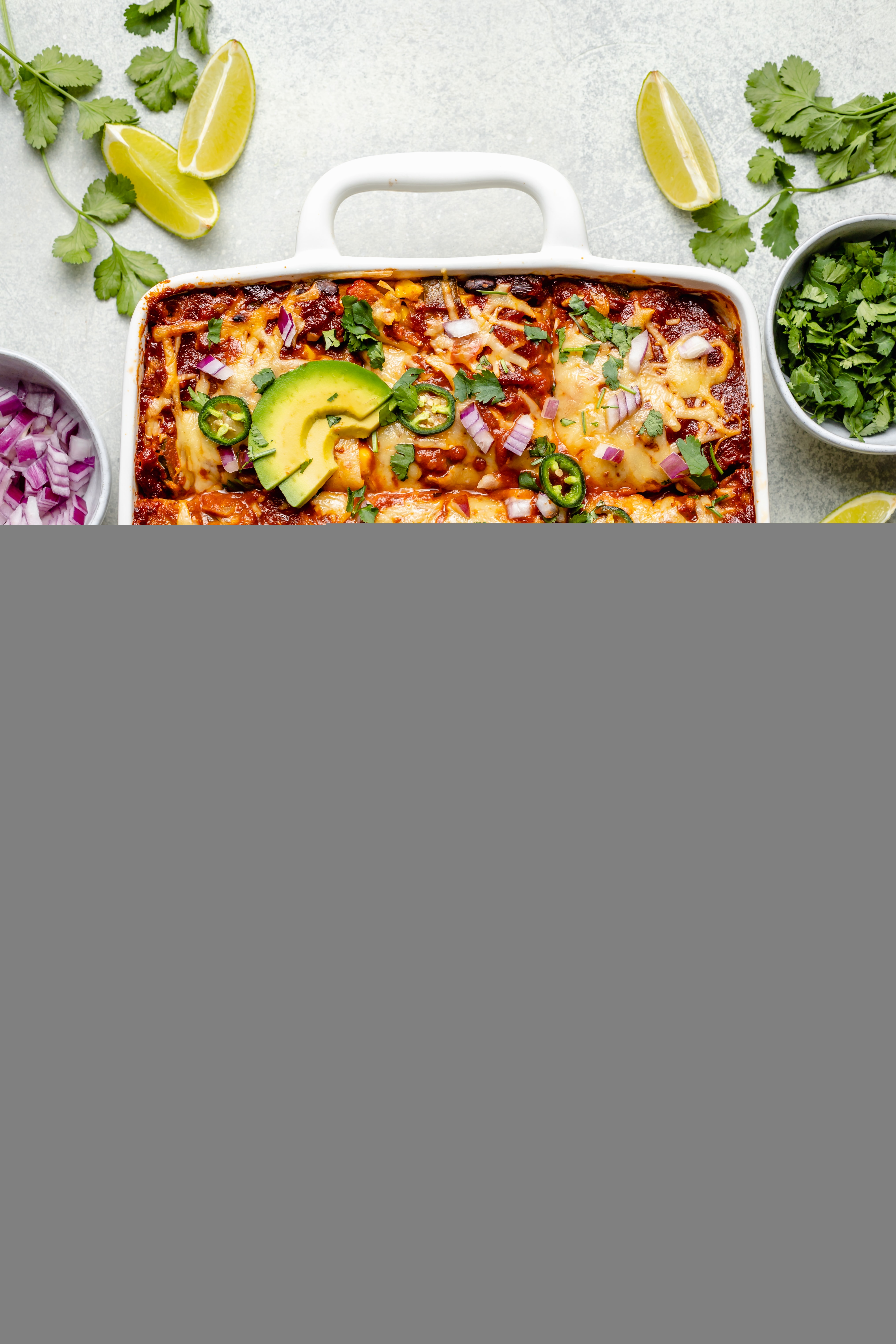 casserole sliced and topped with avocado