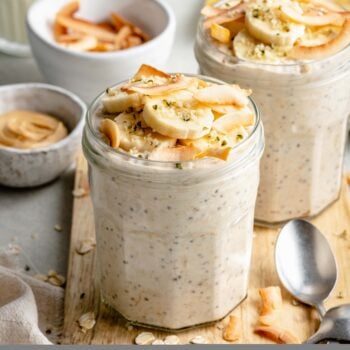 coconut banana overnight oats with toppings