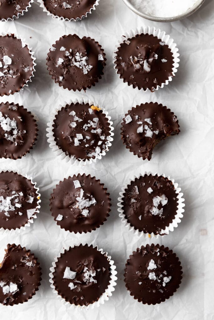 peanut butter cups on white background