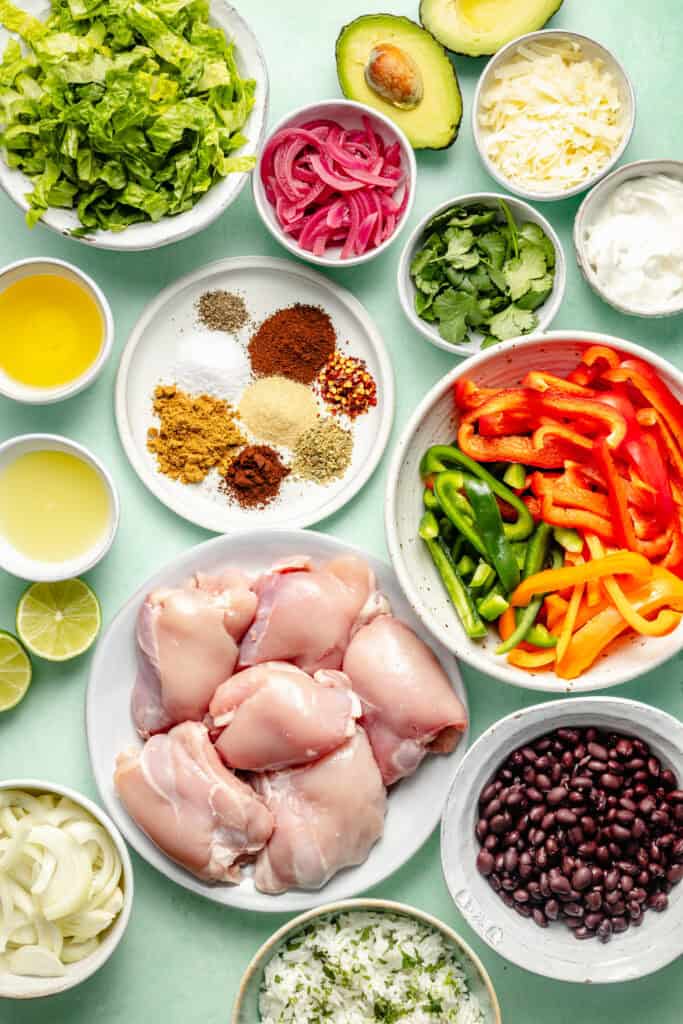 sheet pan chicken burrito bowl ingredients