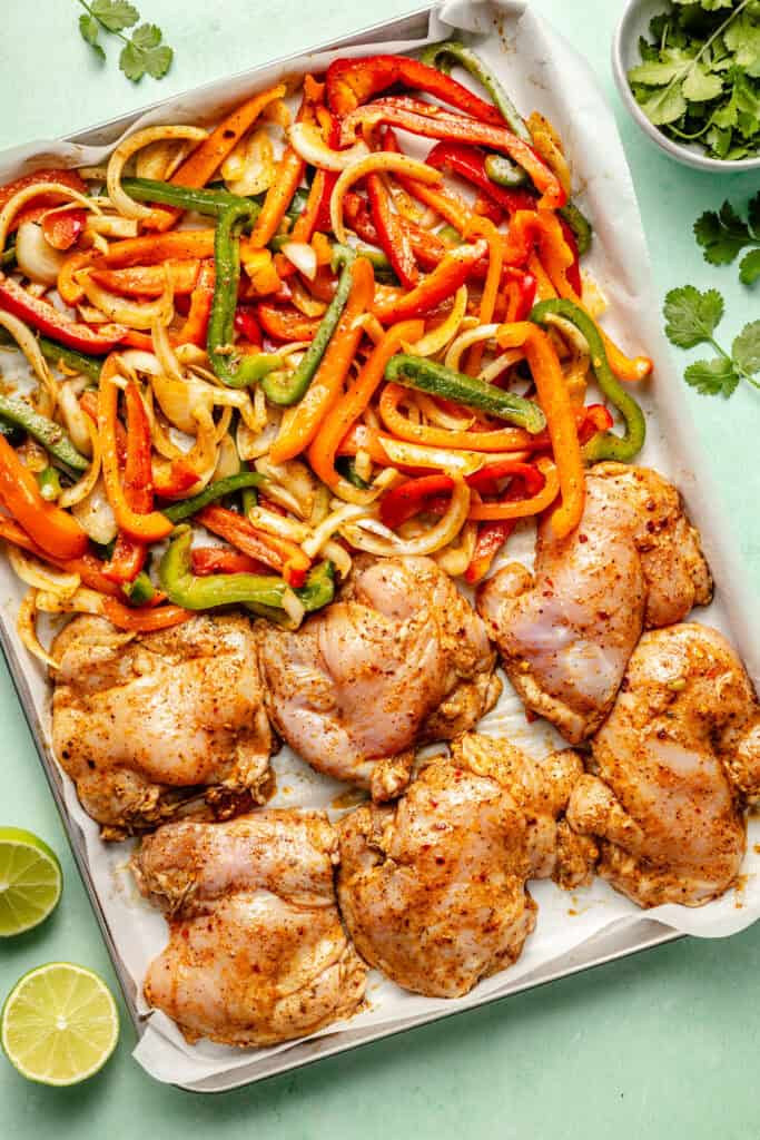 chicken and veggies on sheet pan