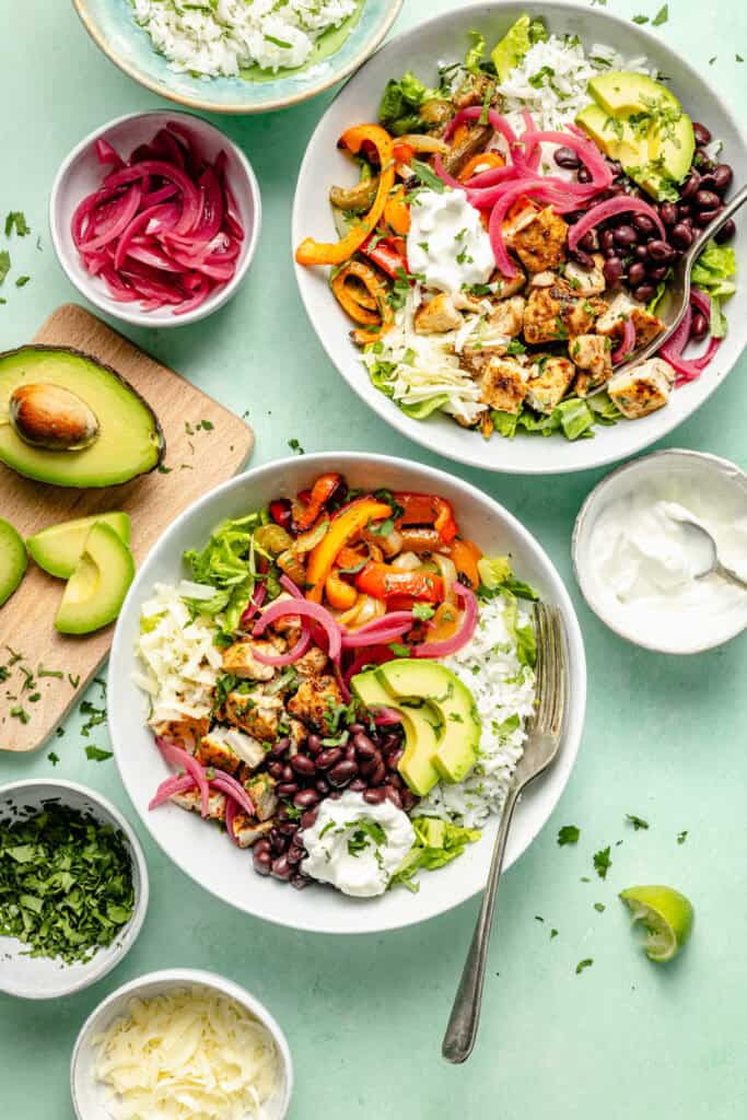 burrito bowl with fork