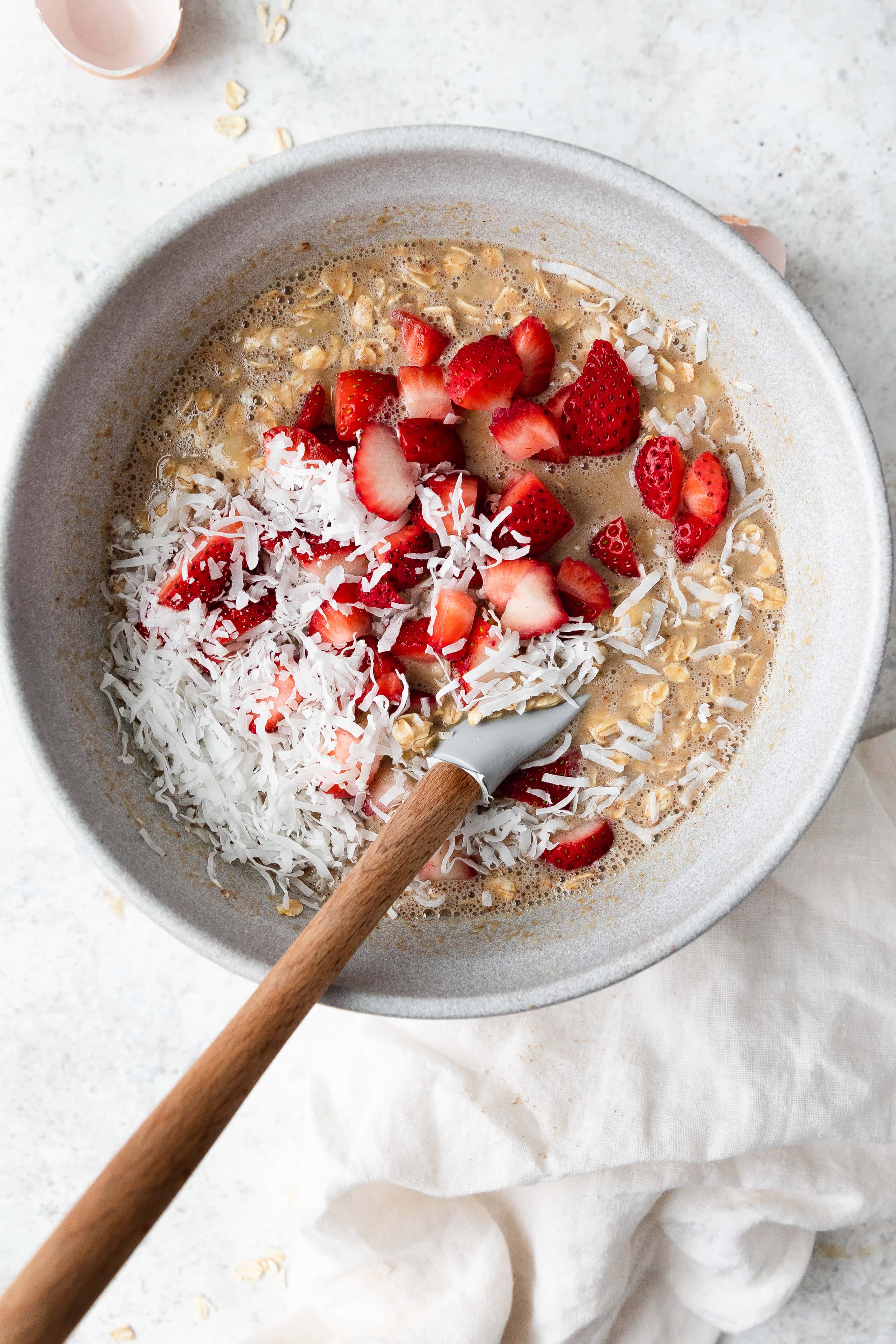 strawberries and coconut in batter