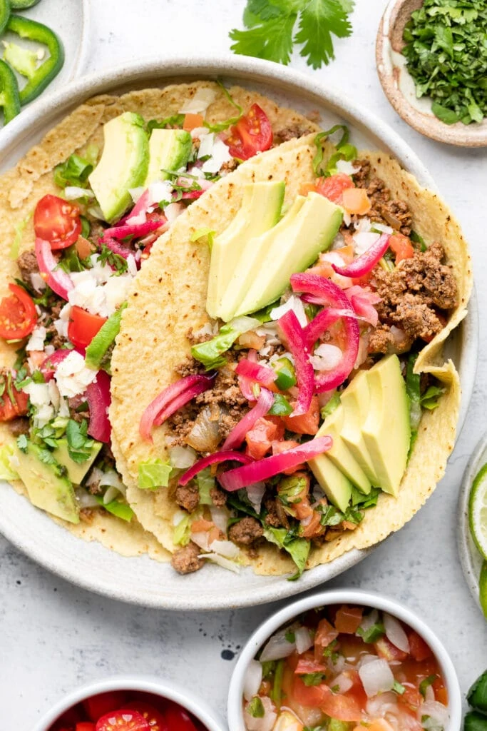 ground beef tacos on plate