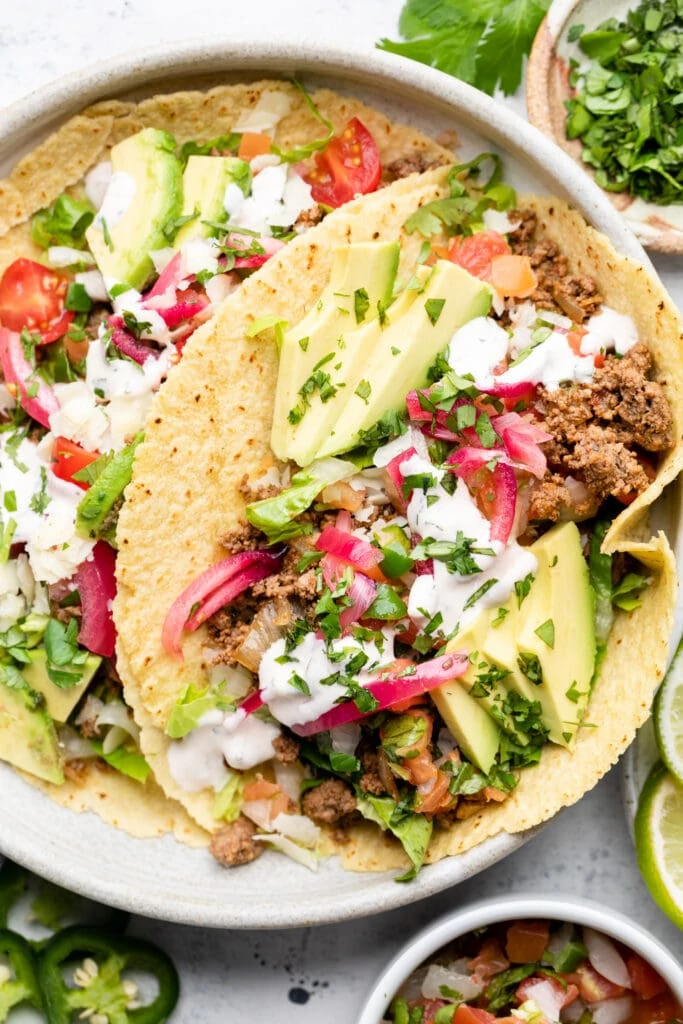 ground beef tacos on plate