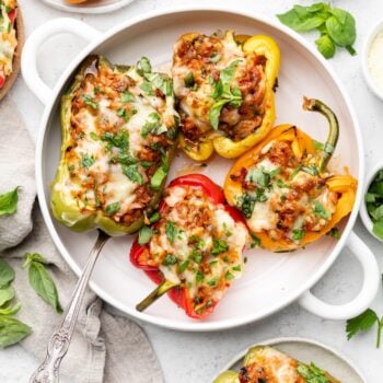 ground turkey stuffed peppers on plate