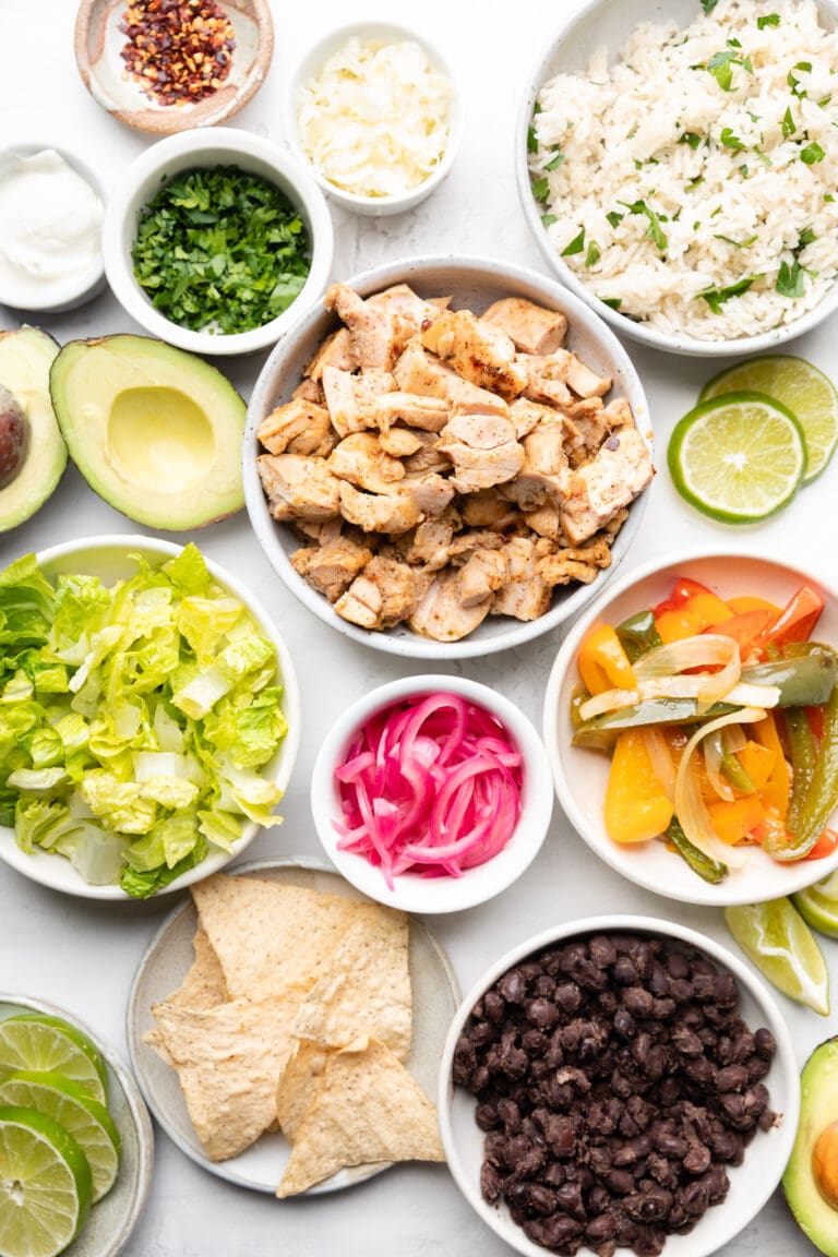 Sheet Pan Chicken Burrito Bowls - All the Healthy Things