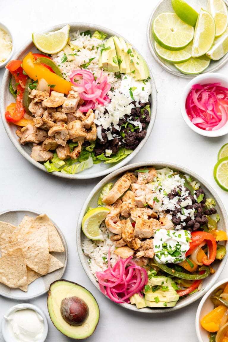 Sheet Pan Chicken Burrito Bowls - All the Healthy Things