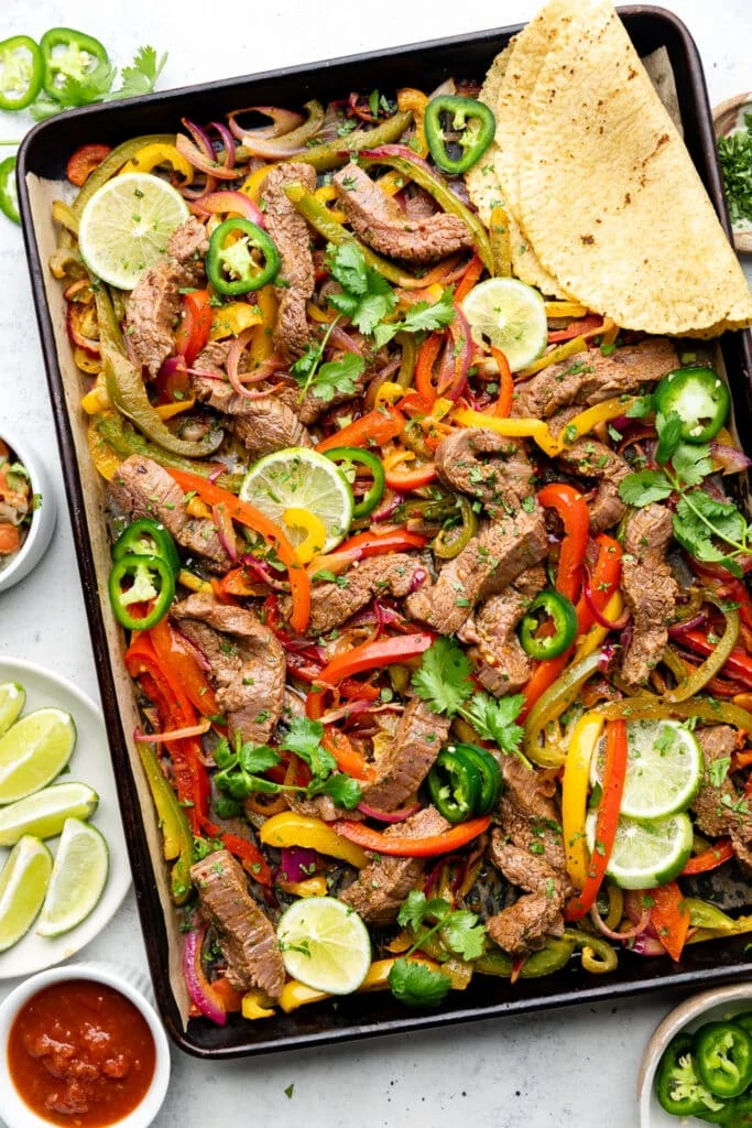 sheet pan steak fajitas