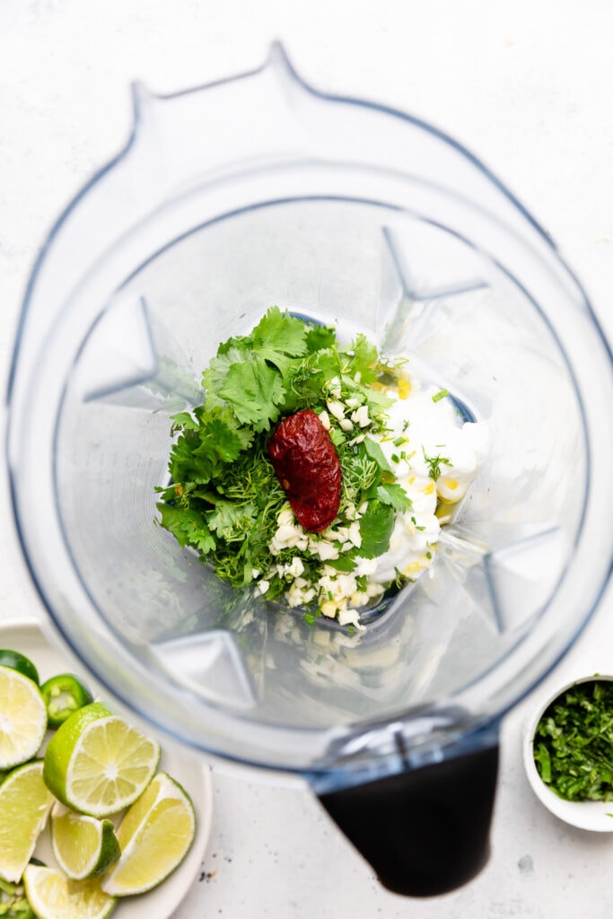 dressing ingredients in blender