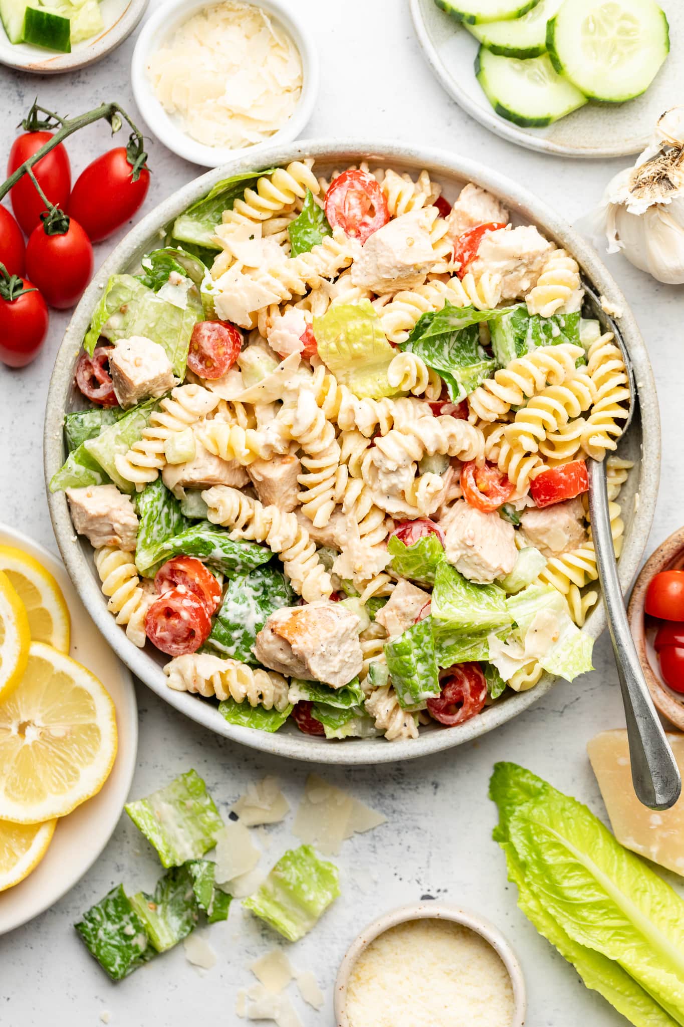 Chicken Caesar Pasta Salad - All the Healthy Things