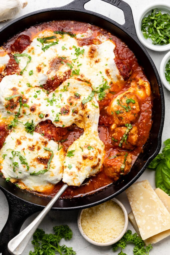 Chicken Parmesan Meatballs - All the Healthy Things