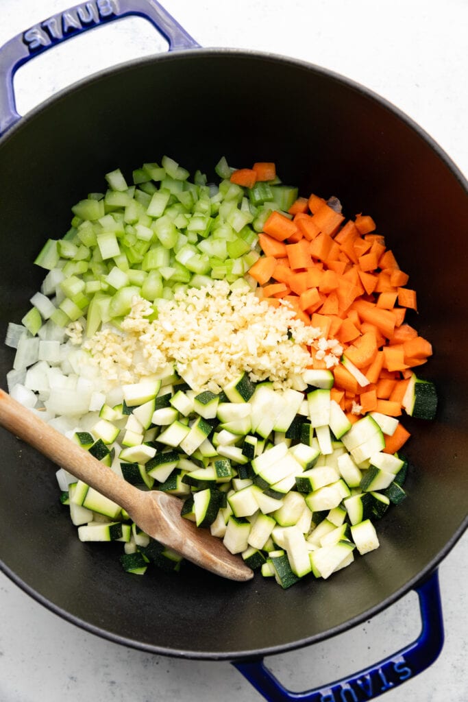 veggies in pot
