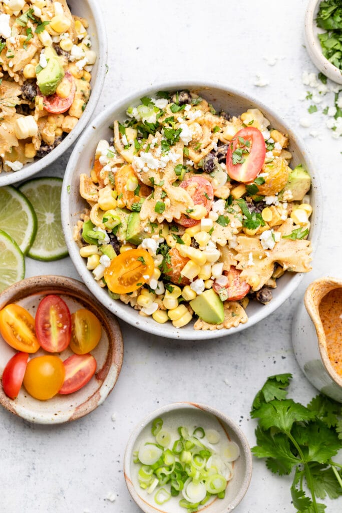 taco pasta salad in bowl