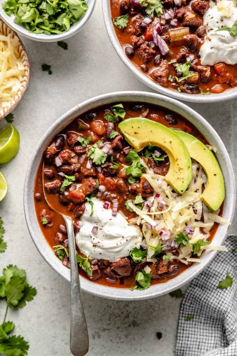 black bean soup in bowl